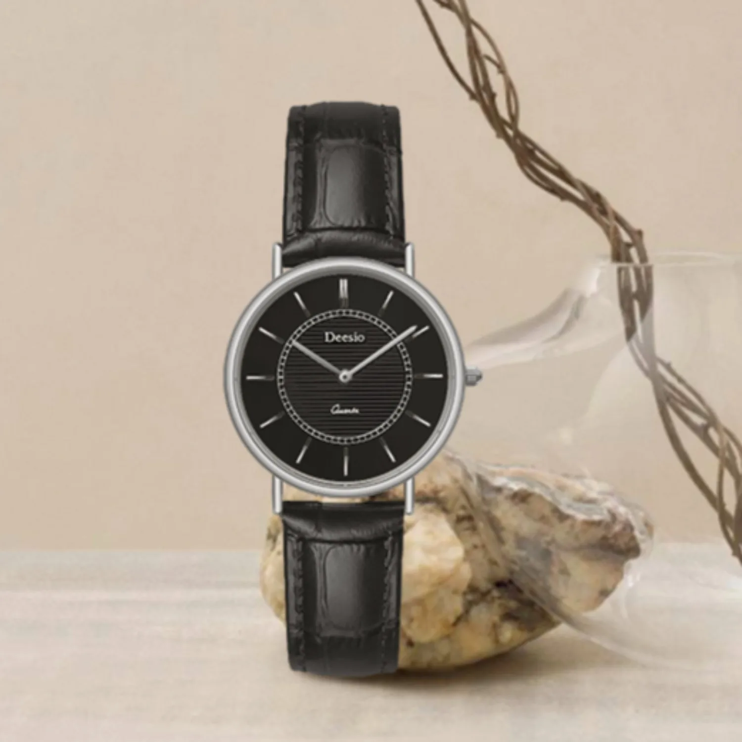 Deesio Imported Quartz Movement Watch Couple Watches Fashionable, Simple and Durable Stainless Steel Waterproof Leather Strap