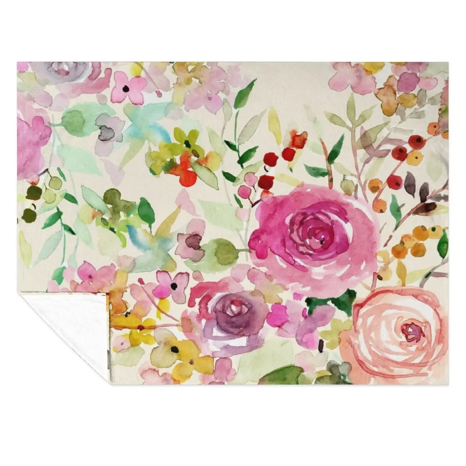 

Romantic watercolor roses Throw Blanket Plaid on the sofa For Decorative Sofa Thins valentine gift ideas Blankets