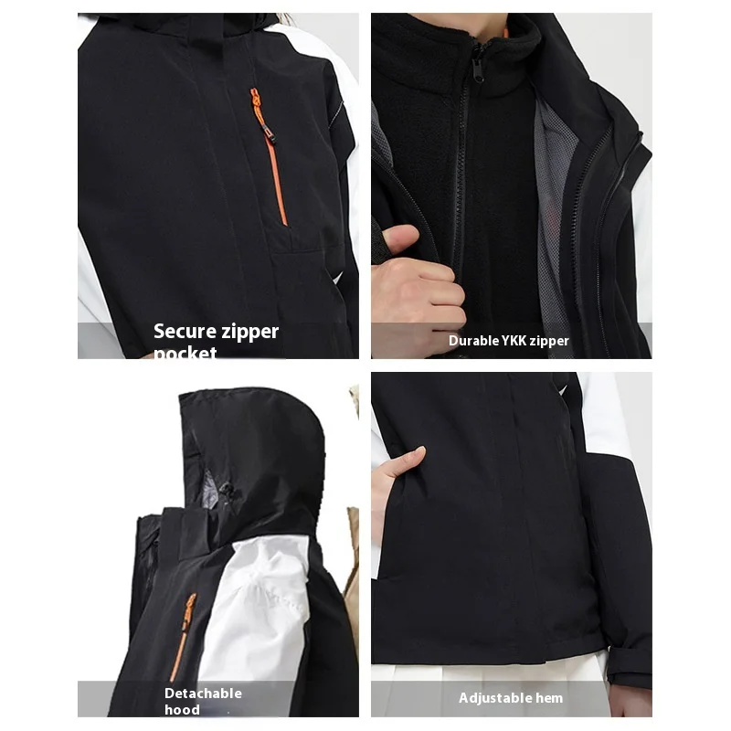 سترة شتوية مقاومة للماء للجنسين من STLF مقاومة للرياح قابلة للفصل وتدفئة كهربائية سميكة وغطاء للتحكم الذكي في درجة الحرارة والرياح #4