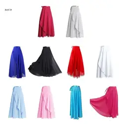 Women Ballet Dance Skirt Asymmetric Long Dance Skirt Chiffon Wrap Skirt with Tie Waist Skate Over Scarf Skirt Dancewear