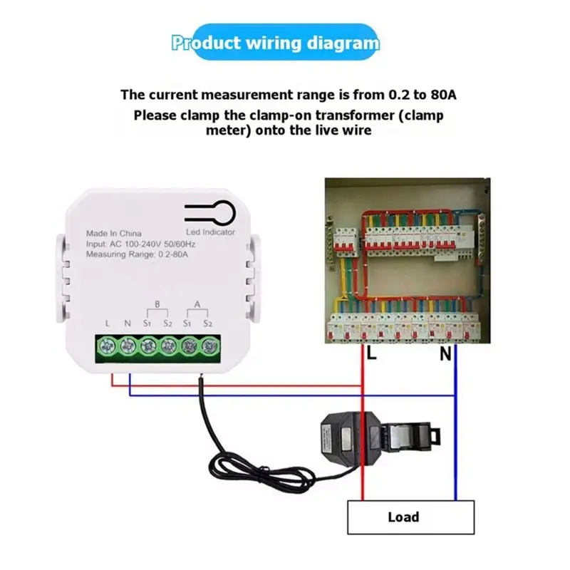 Classic-Tuya Smart Life Wifi Digital Energy Meter 80A 2 Pieces With CT Clamp Sensor App Real-Time Power Monitoring Consumed