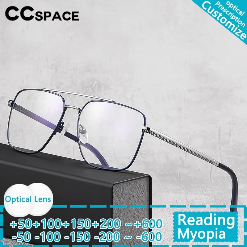 

Модные мужские очки для чтения с защитой от синего света, супер легкие металлические очки TR90 с двойным лучом, оправа для очков, мужские оптические очки по индивидуальному заказу