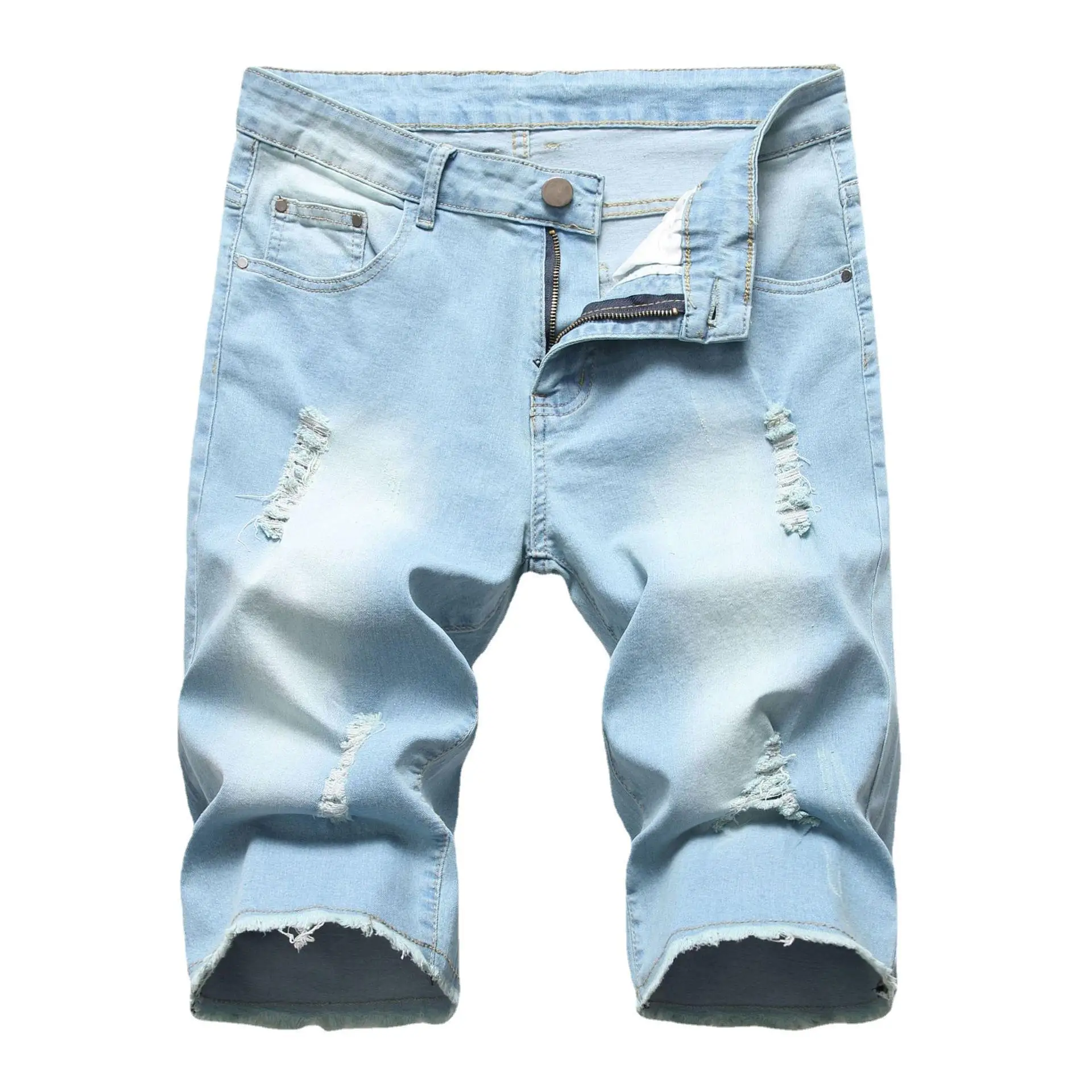 

Lightweight Men's Denim orts with Elastic Distred s Casual mid Waist Zipper Fly Straight Leg Footwear Resistant
