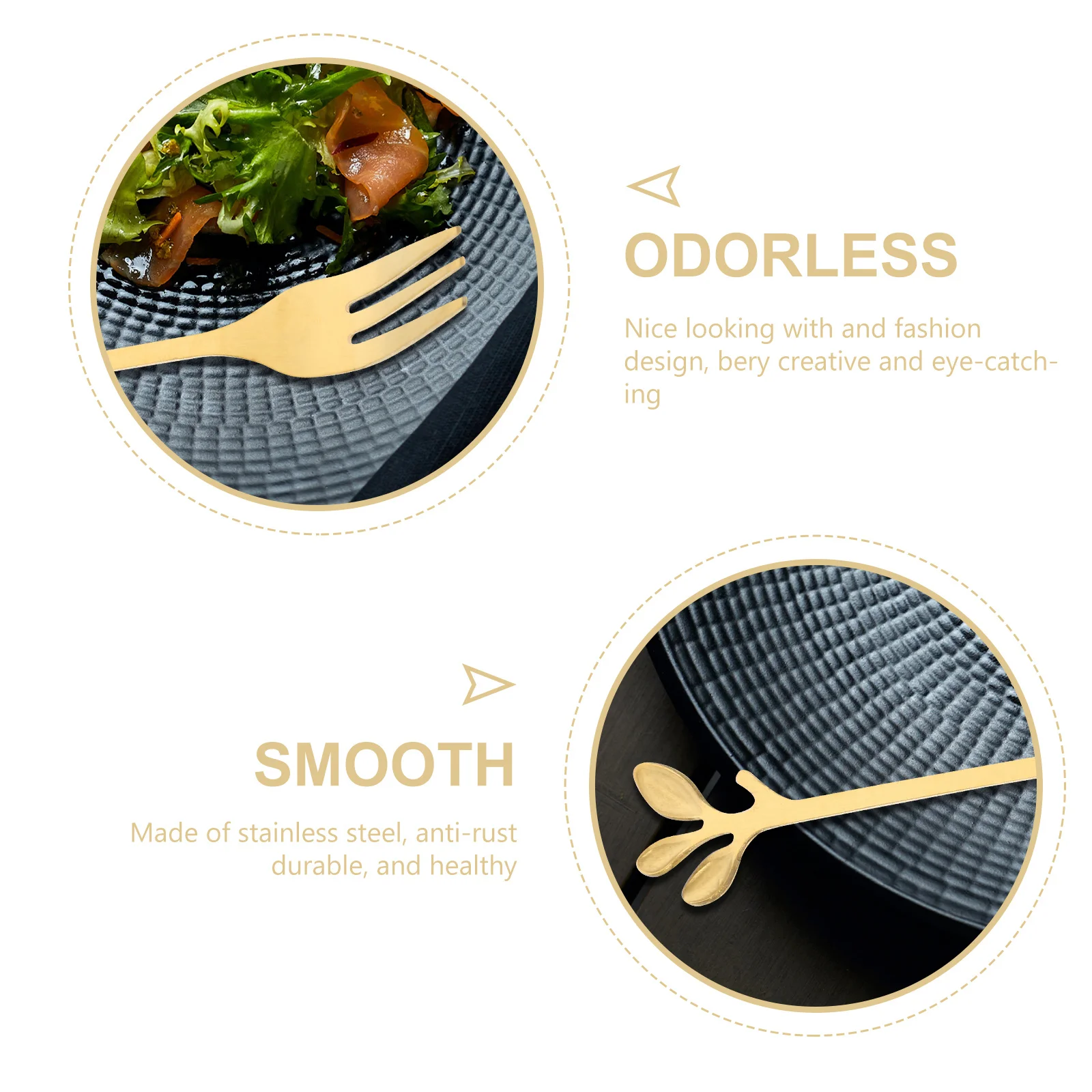 

6 pcs Stainless Steel 3-Leaf Shape Golden Dessert Fork For Fruits Cakes Bread Ice Cream Creative Dinner Fork Kitchen Barware