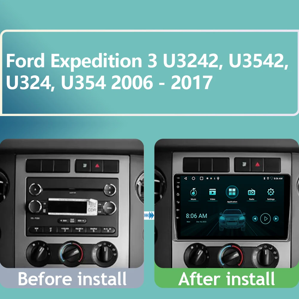 QLED For Ford Expedition 3 2006 - 2017 Car Radio Multimedia Video Player IPS Navigation GPS 5G WIFI Android Auto 4G No 2Din DVD