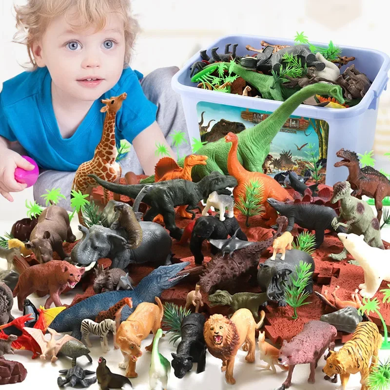 44 sztuk/zestaw dinozaur zabawka imitacja zwierzęcia świat jurajski śliczny Mini model dinozaura figurka edukacyjna zabawka dla dzieci prezent z pudełkiem