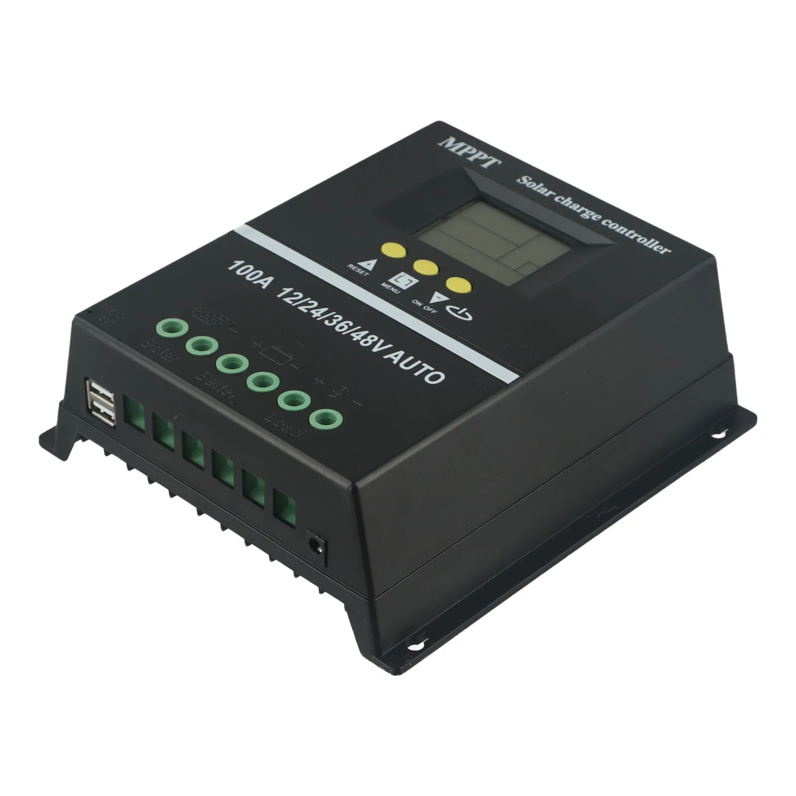 19.5*12*7cm MPPT Solar Charge Controller 7 Operation Modes Dual USB Charging Ports Thickened Aluminum Alloy Heat Sink