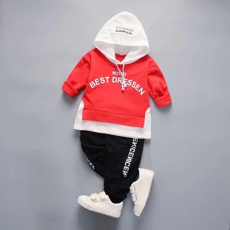 New Spring Autumn Cotton Boys Clothes Outfit Kids Baby Sports Hooded Tops Pants 2 pcs Sets Fashion Children Casual Tracksuits