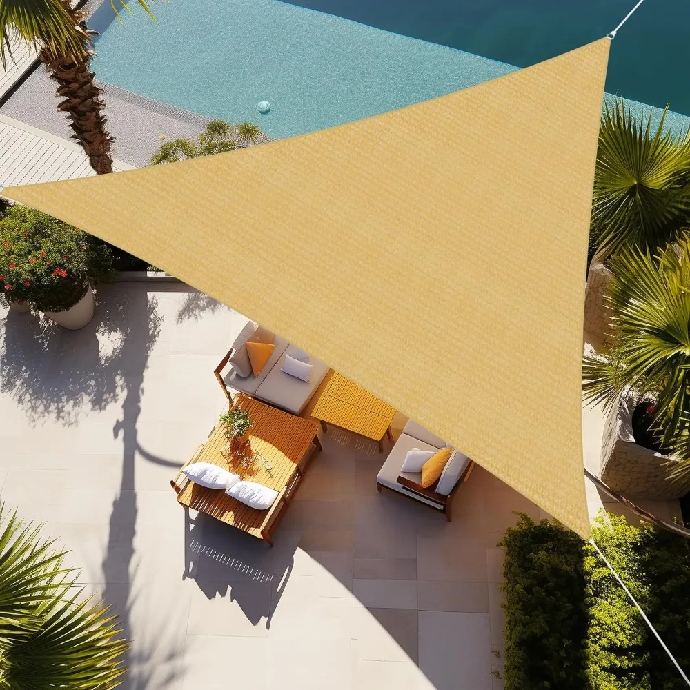 Triangle Sun Shade Sail 16'x16'x16' Canopy Sand for Patio Garden Yard Deck Pergola