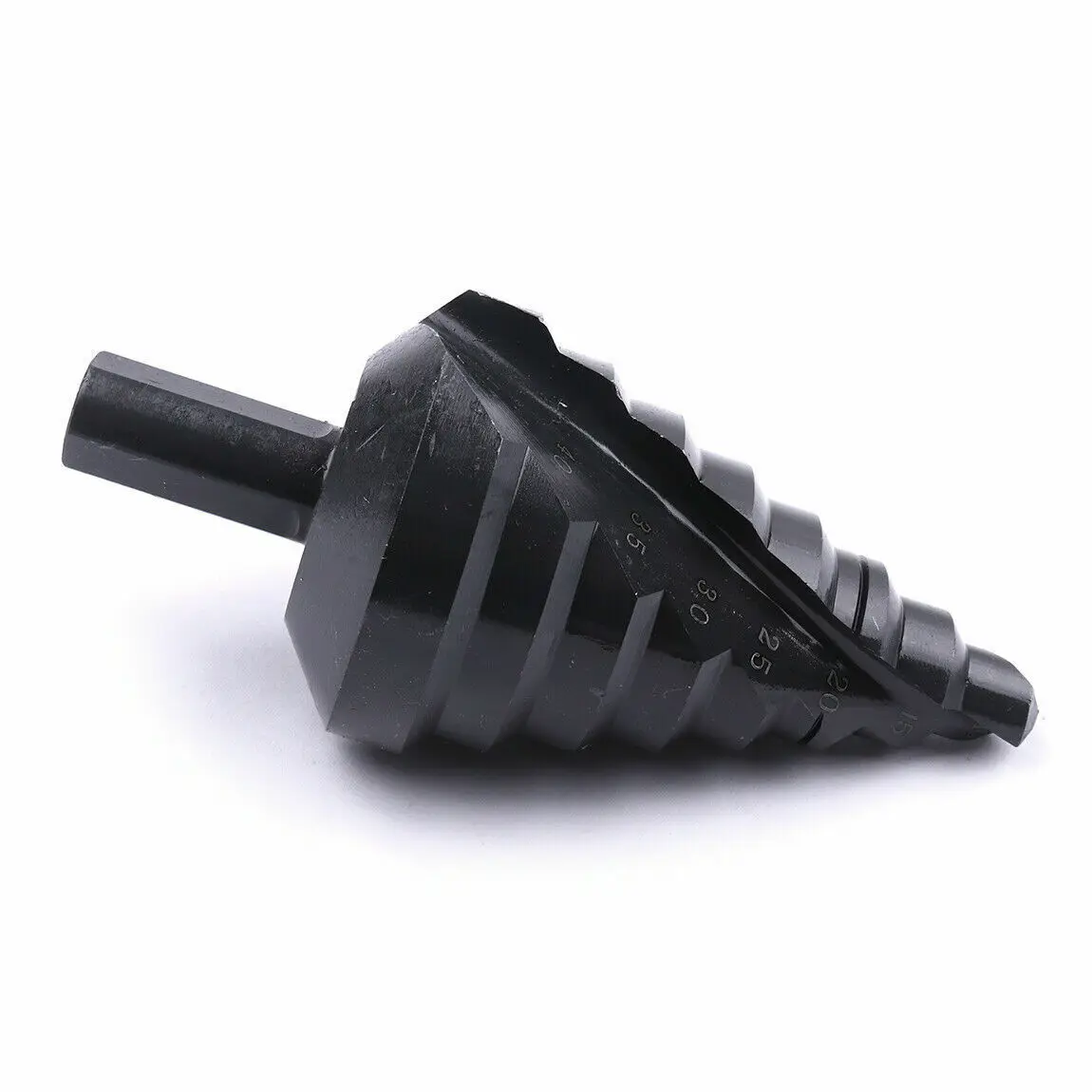 1 buah mata bor kerucut tangga Spiral HSS 10-45mm, mata bor Titanium nitrida alur dilapisi lubang logam pemotong untuk papan kayu PVC