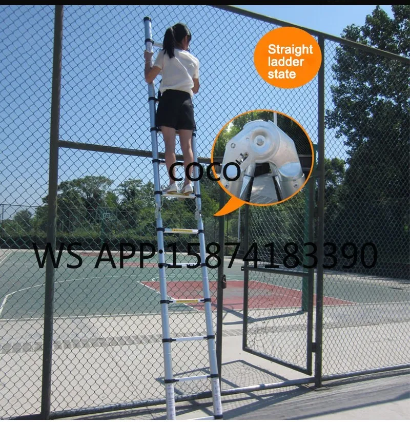 3.3M+3.3M Retractable Telescopic Ladder, Aluminum Alloy & Fiberglass, Portable Multipurpose Straight Ladder with