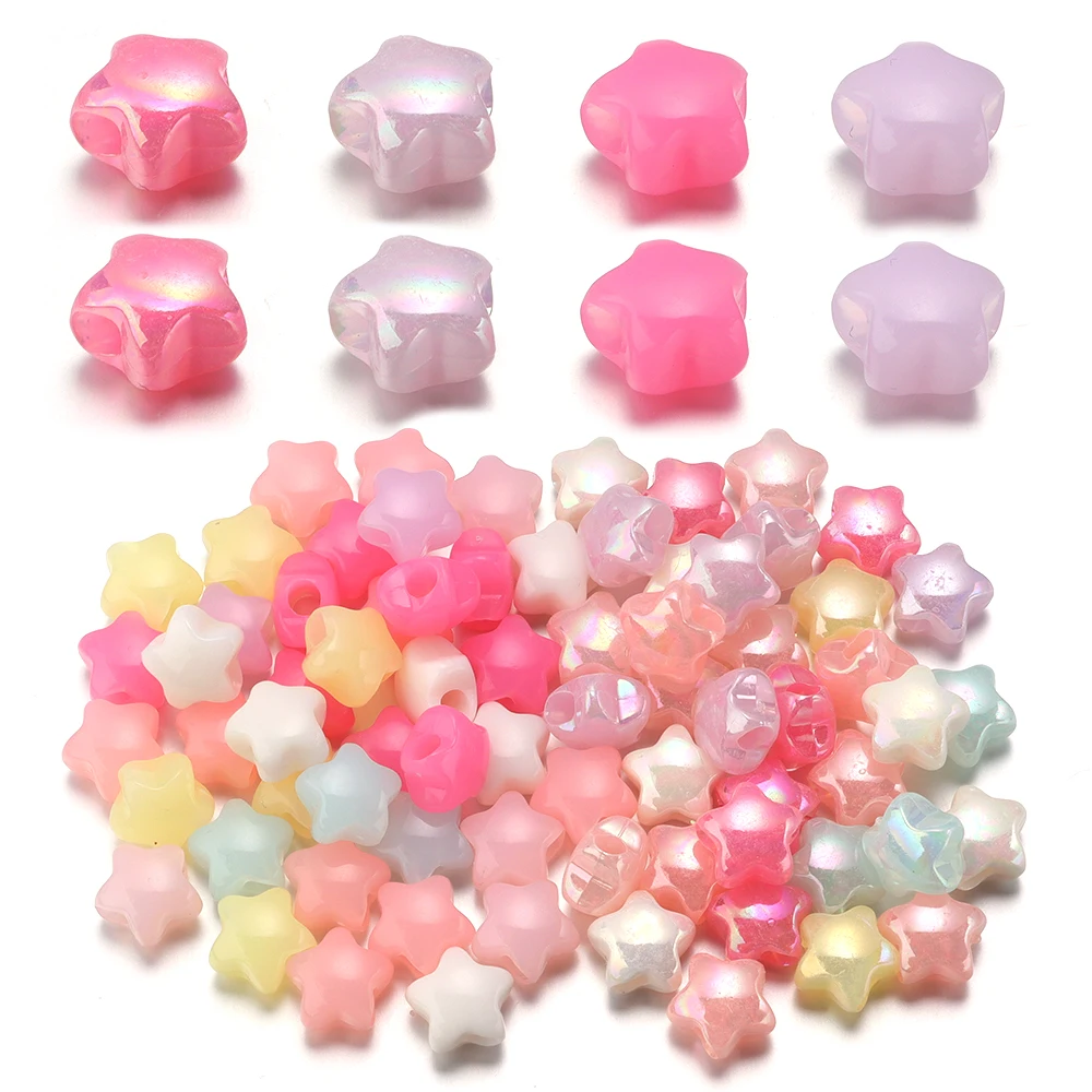 50 stücke 14mm fünfzackige Stern Acryl Perle gemischte Farbe lose Abstand halter Perlen für Schmuck machen DIY Armbänder Halskette Zubehör