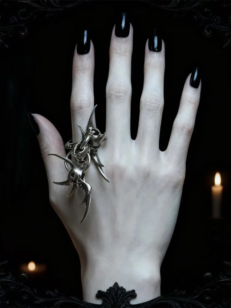 إكسسوارات مجوهرات فنية على شكل جمجمة متعددة السبائك، خاتم للجنسين للرجال والنساء، إكسسوار أنيق فريد من نوعه