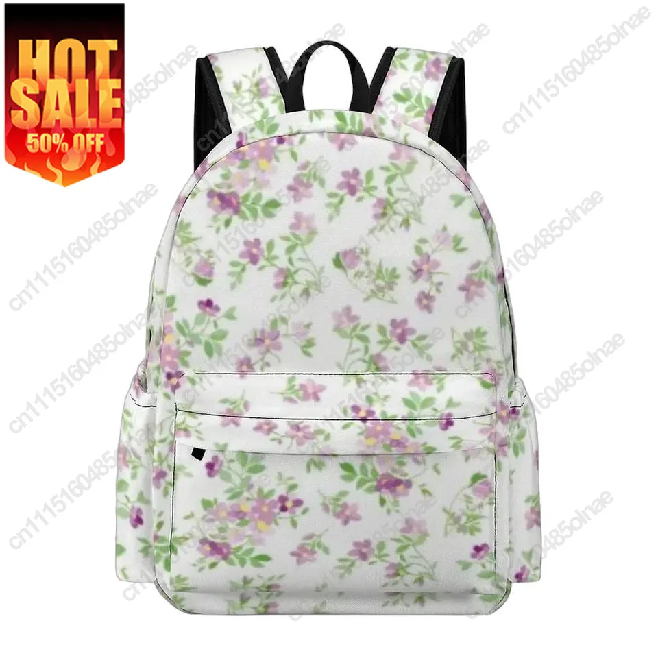 Summer Flower-Patterned Schoolbag Customizable Backpacks Adjustable Comfortable Shoulder Straps
