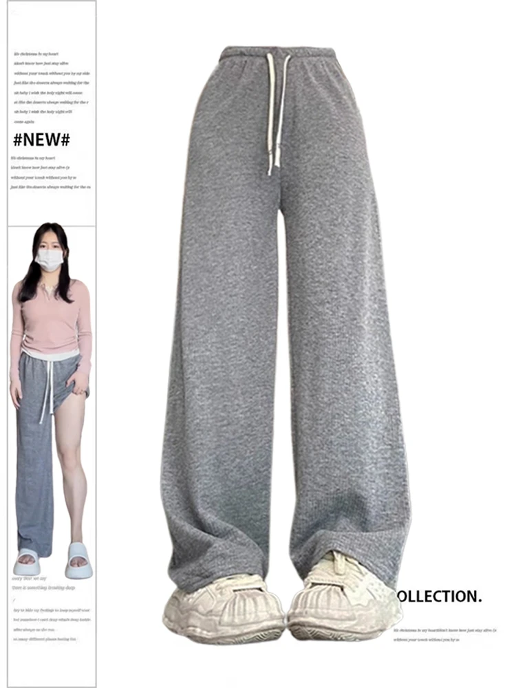 

Women Baggy Oversize Grey Sweatpants Jogger Harajuku Streetwear 90s High Waist Y2k 2000s Pants Vintage Wide Trouser Clothes 2023