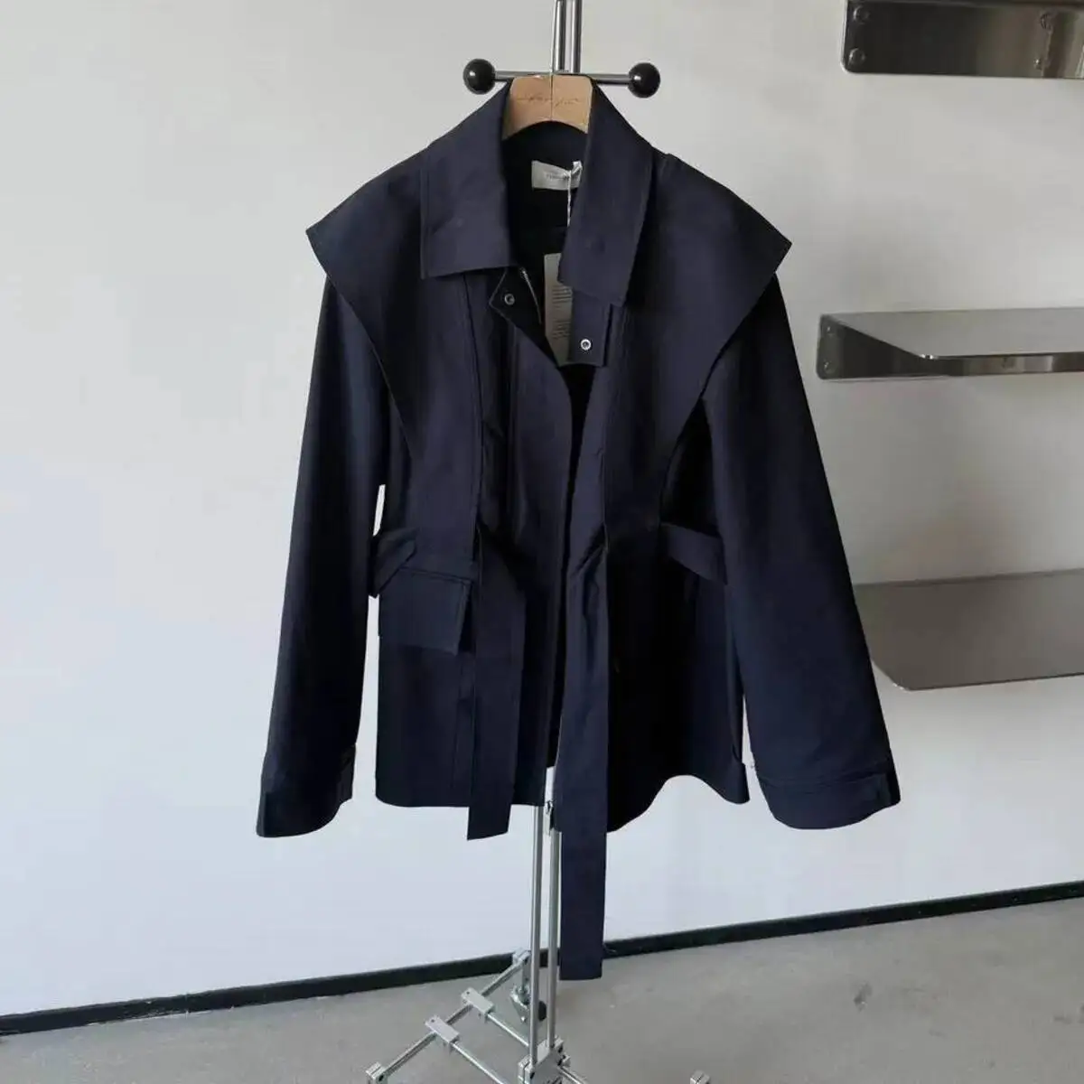 KWTX femmes Trench manteau solide col haut cravate ceinture poches à glissière nouveauté luxe Premium à la mode élégant printemps automne