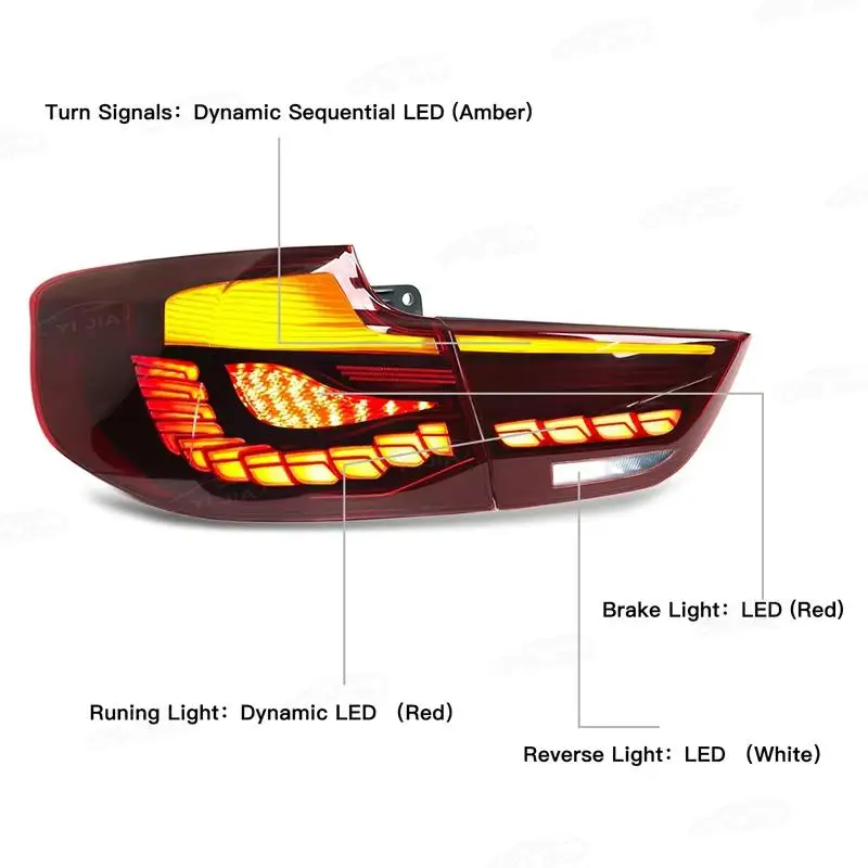 YI JIA Taillight Assembly For BMW 3 Series GT F34 2013-2020 LED Upgrade Led Dragon Scale Dynamic Driving Flowing Turn Lamp