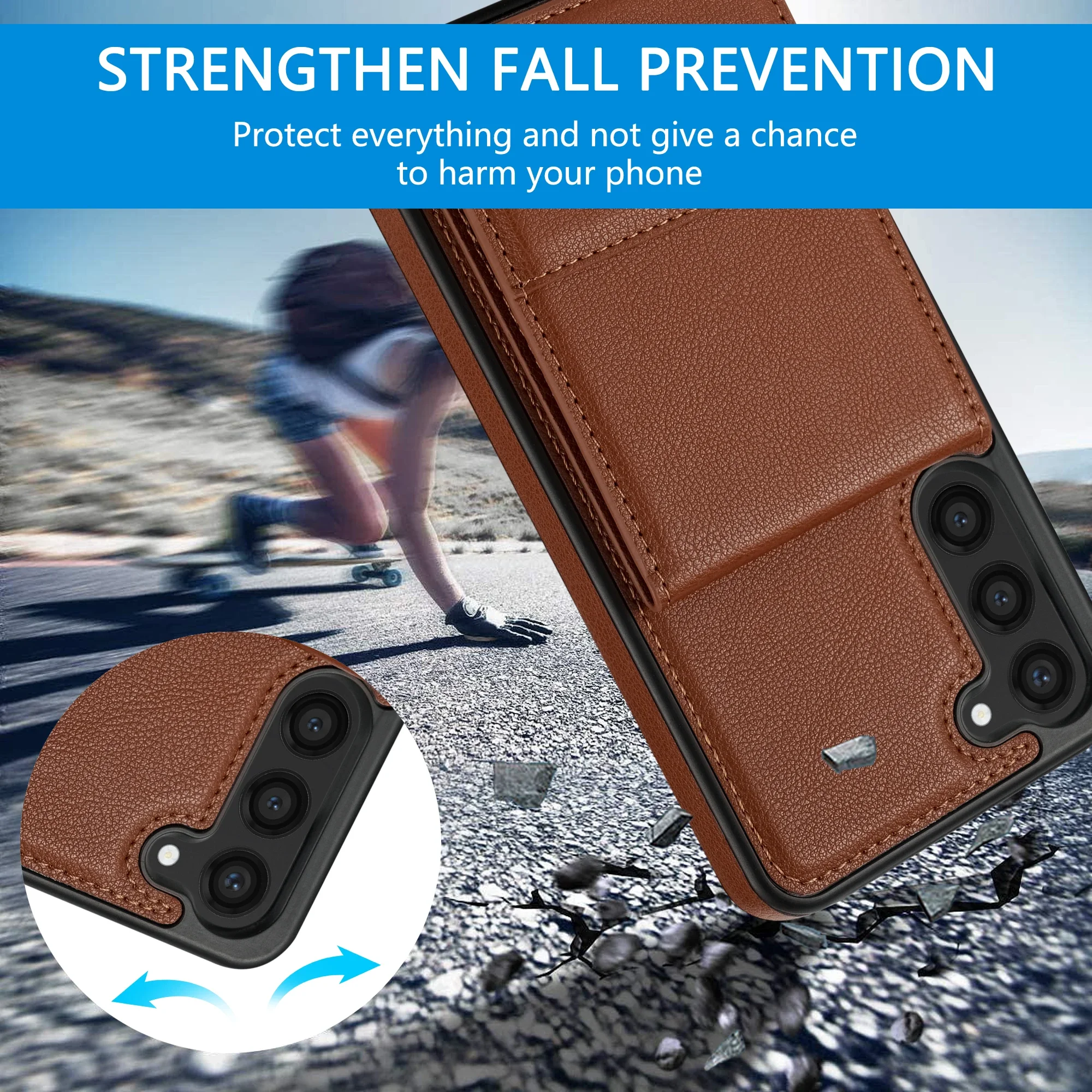 

Vertical Cards Solt Wallet Leather Case for Samsung Galaxy S25 S24 Ultra S23 FE S21 S22 S20 Plus A14 A54 A13 A53 A52 Stand Cover