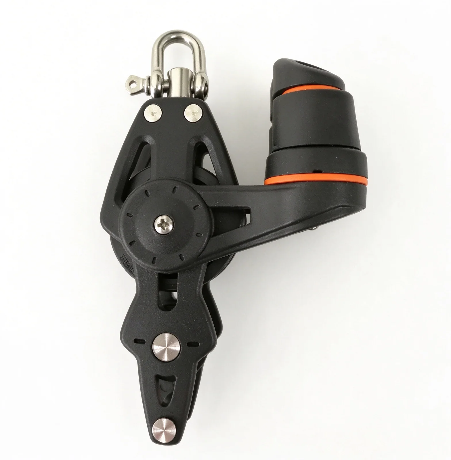 35mm Marine Pulley Block with Cleat, 8mm Rope Single Sheave Swivel Shackle Boat Sailboat Hardware