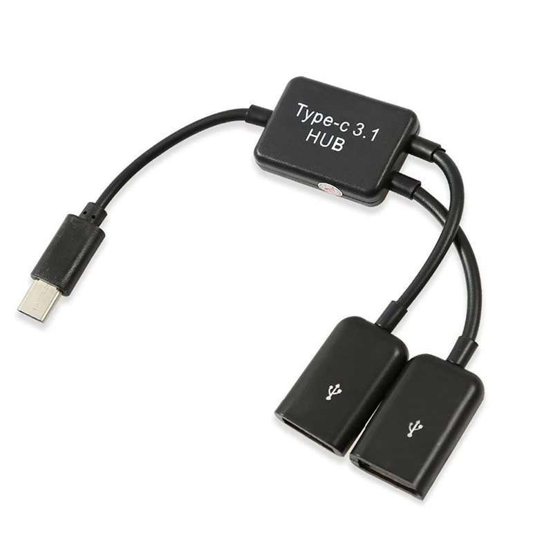 كابل Micro USB/Type C إلى 2 OTG ثنائي المنفذ Y Splitter لمحول محول Android للكمبيوتر اللوحي