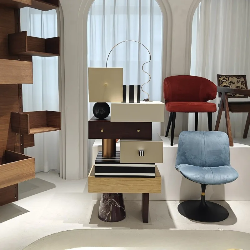 Italian light luxury irregular geometric chest villa home high-end designer creative simple art storage cabinet