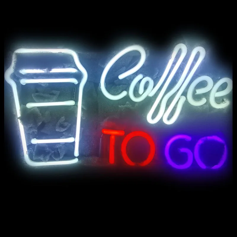 Neon Sign Coffee to go WINDOW cup club Lamp Handcrafted real glass resterant light Hotel enseigne coffee Impact Attract light