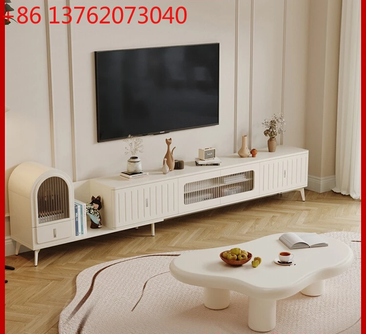 

Modern simple French telescopic TV cabinet coffee table living room home TV cabinet