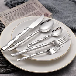 New Luxery Cutlery Set Shiny Dinnerware Set 18/10 Stainless Steel Mirror Silver Flatware Set Drop Shipping