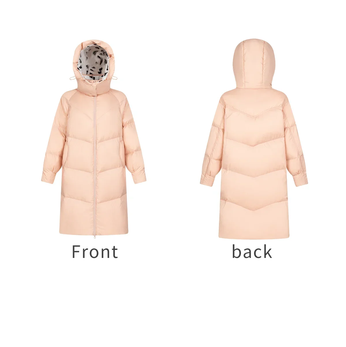 Eral winterjassen voor dames, geklede taille losse pasvorm gewatteerde jas met lange mouwen, kreukbestendig, eendendons, warmte, mode, roze