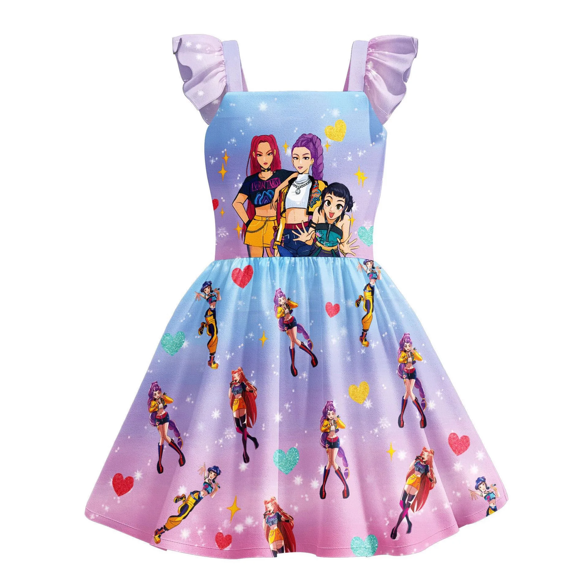

K-Pop Cosplay Kids Demon Hunters Summer Short Sleeve Dress Toddler Girls Casual Dresses Children Cartoon Nightgowns Sleepwear