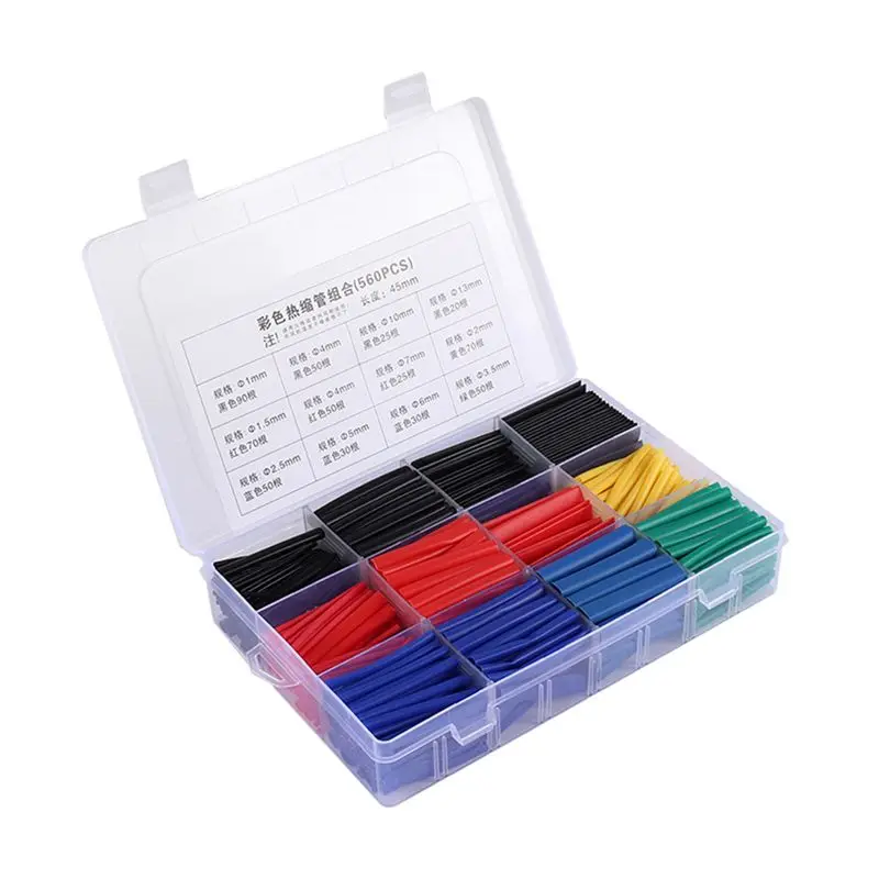 AEE3-560PCS Heat Shrink Tubing, Electrical Wire Cable Wrap Assortment Electric Insulation Heat Shrink Tube Kit With Box