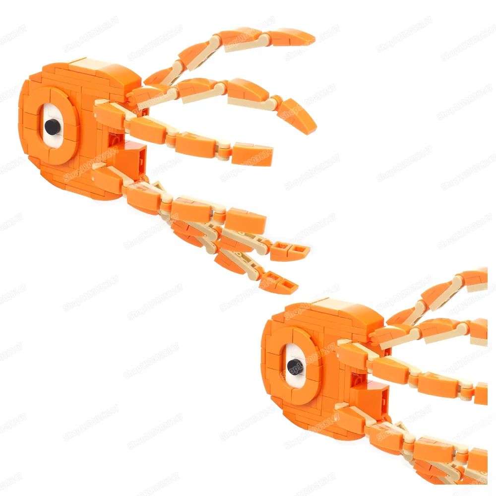 Orange Color Eight Claws One-Eyed Fear Building Block Figures Monster Kindergarten Mutations War Scenes Model Child Gift Boy Toy