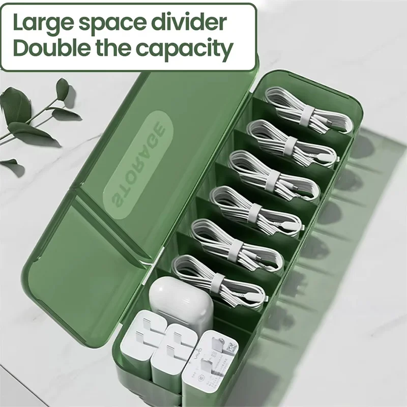 

Cable Storage Box With 7 Compartments Organizer Charger Storage Box Reusable Cable Storage Management For Office Home Supplies