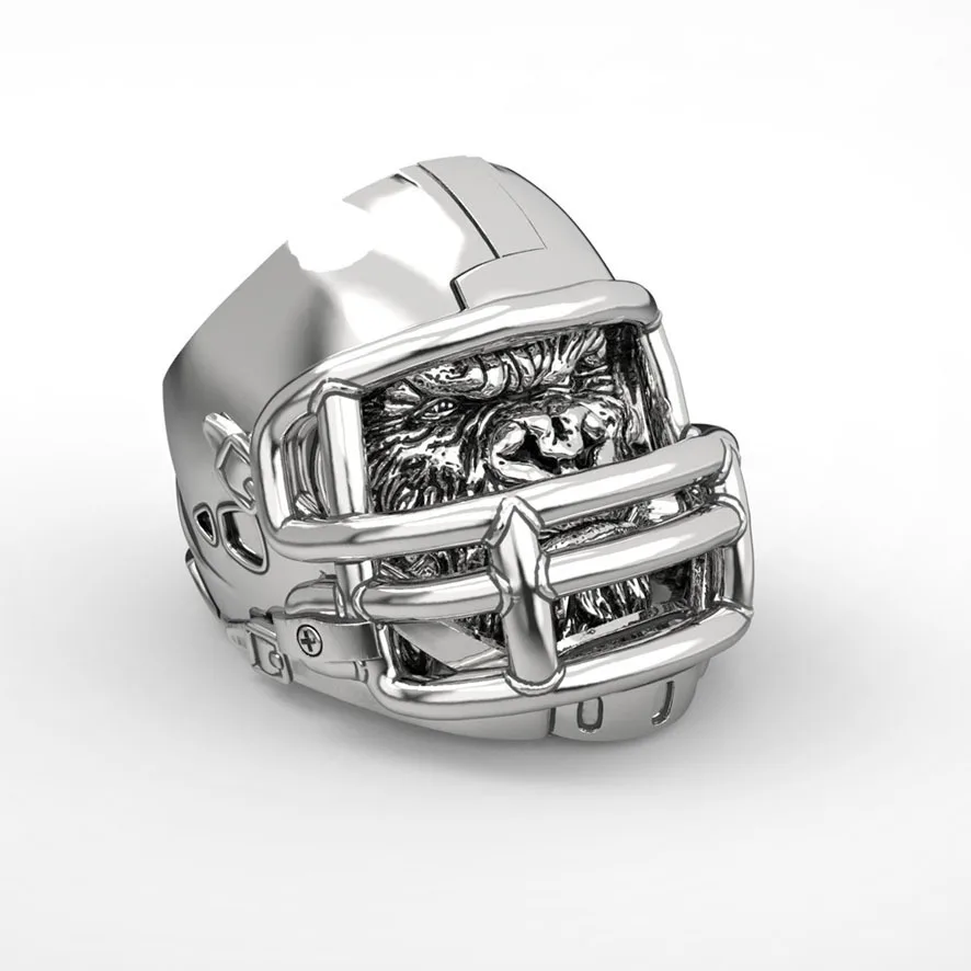 Rugby helmet ring, gorilla helmet, personalized and domineering American football men\'s ring