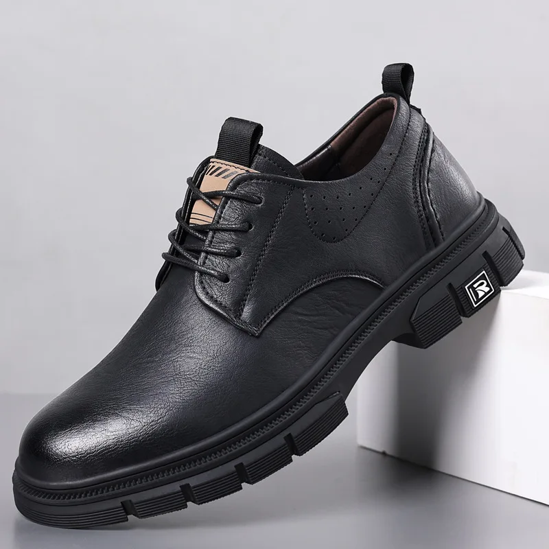 Leather Men\'s Business Casual Shoes Lace Up Retro Work Men Shoes Sapato Masculino Homme Chaussure Zapatos Hombre Shoes For Man