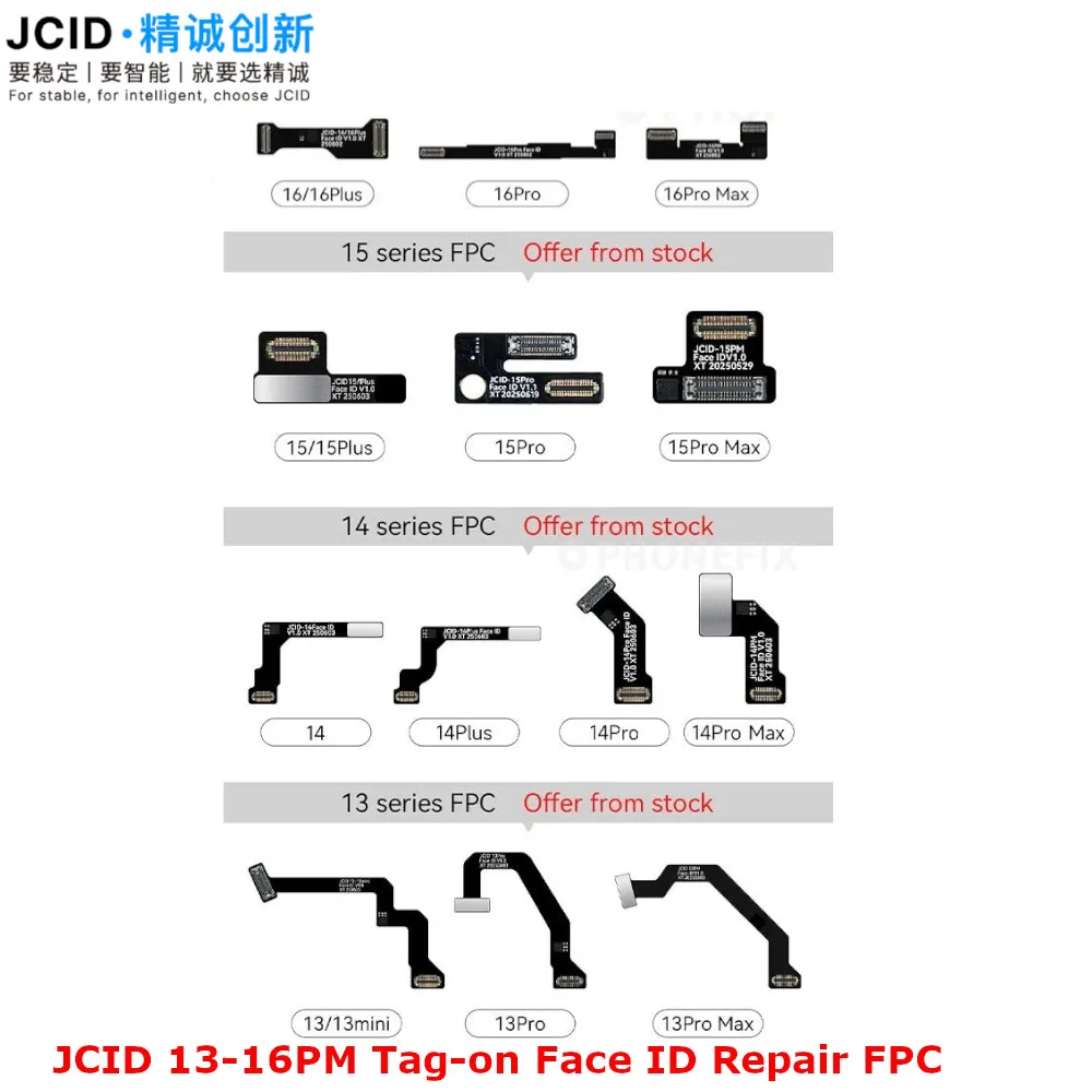 JCID Face ID Repair Tag-on Flex Cable and Activation Board for IPhone 11 12 13 14 15 16 Pro Max Face ID Repair Cable No Welding
