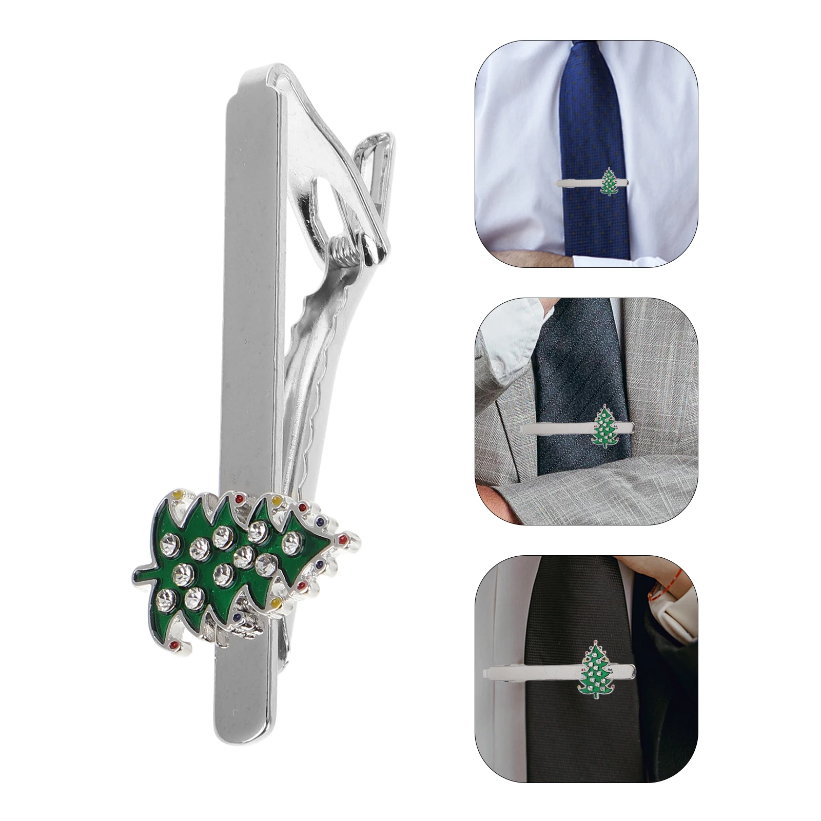 

Christmas Tree Tie Clip Snowflake Decoration Mens Suit Accessories Elegant Alloy Pin for Clothing Wedding Husband Gift Reusable