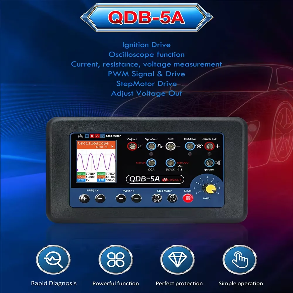QDB-5A Car Sensor Tester Oscilloscope QDB 5A PWM Drive Stepper Motor Driver Ignition Coil Auto Actuator Tester Diagnostic Tools
