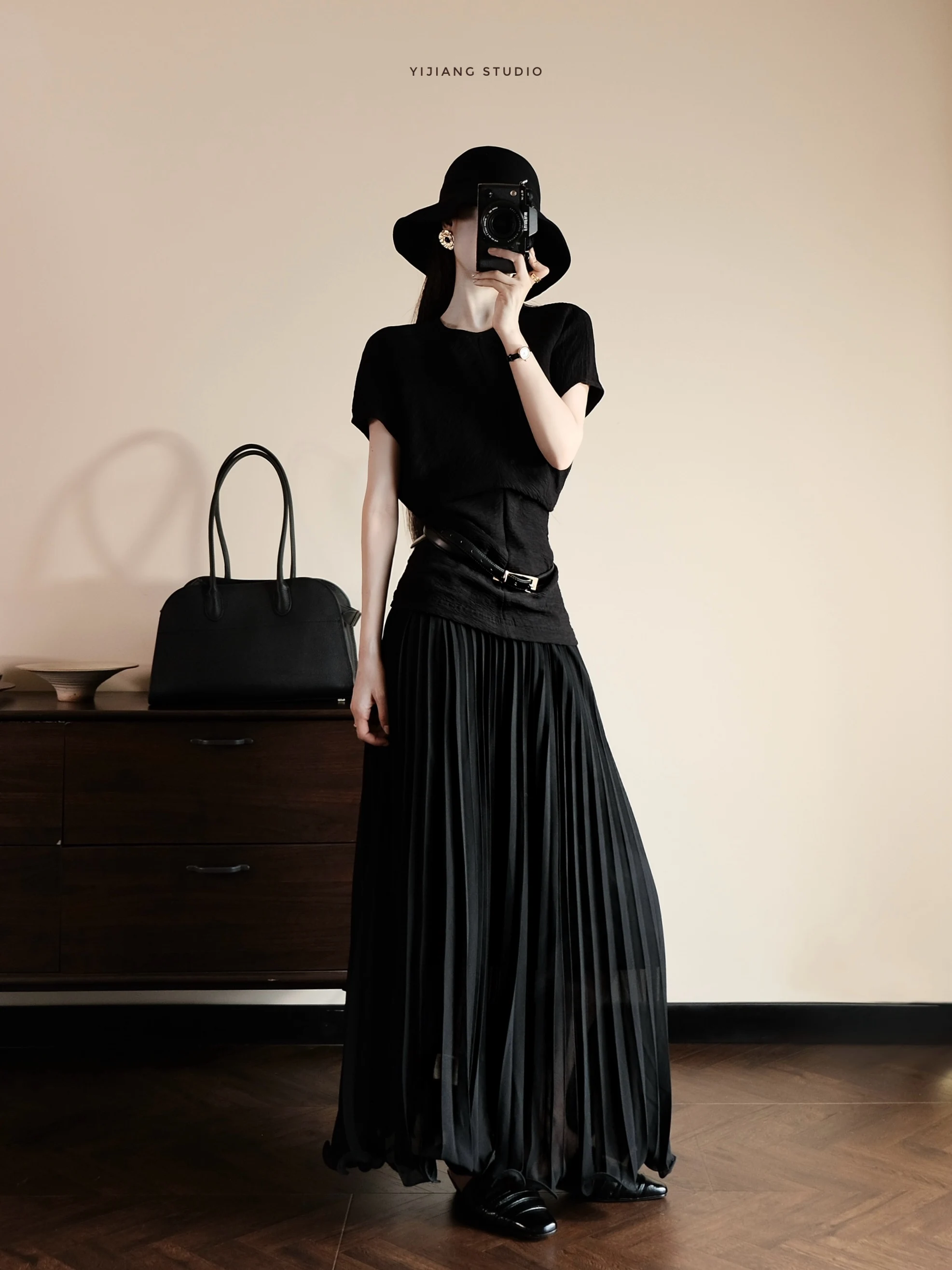 

Женская летняя плиссированная юбка Ele Bla с высокой талией, драпированная, свободного кроя, из смесового шелка, повседневная