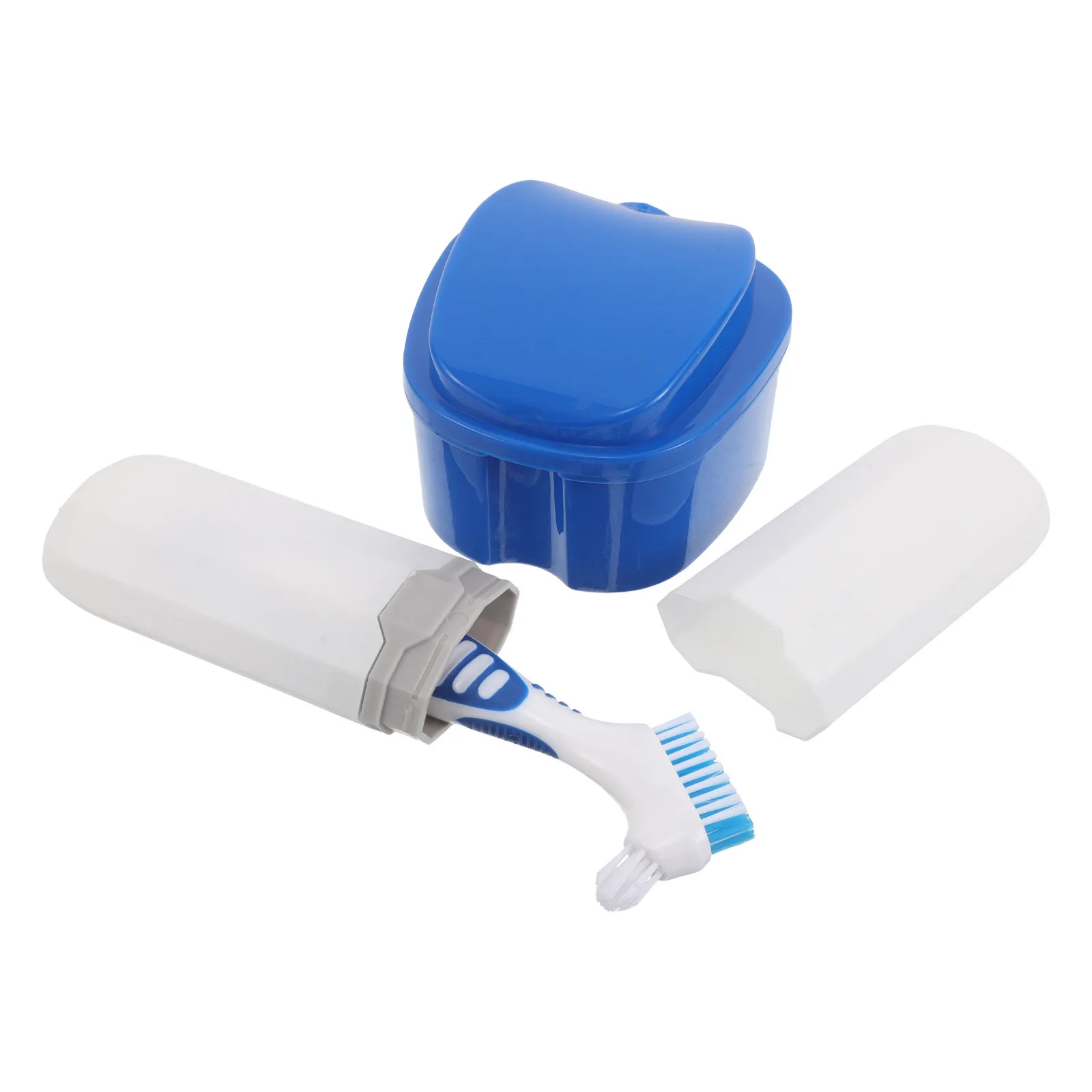 

Набор: портативный дорожный футляр для чистки зубных протезов, герметичный контейнер для хранения, мягкая зубная щетка для искусственных зубов