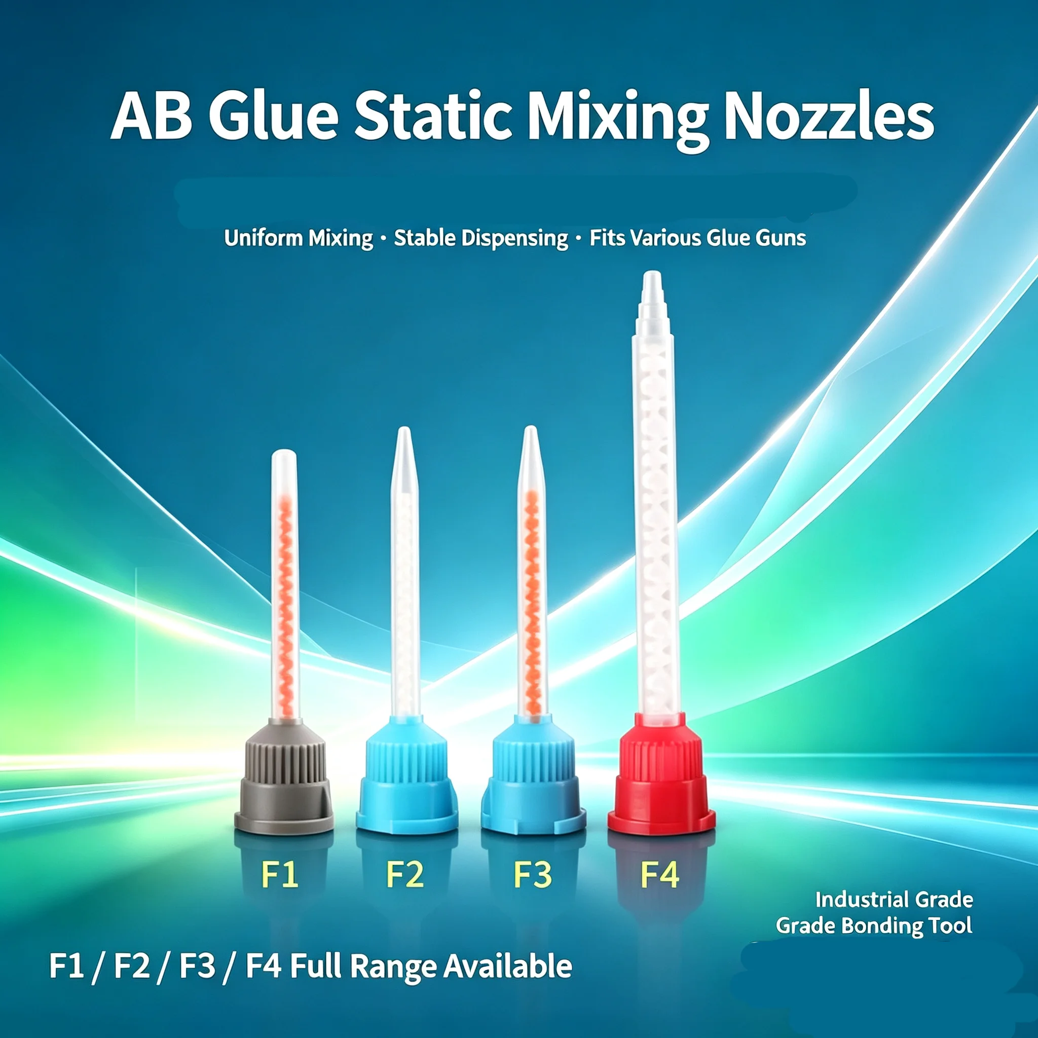 F1,F2,F3,F4 Static Mixing Tube Spiral Mixing Head AB Glue Dispensing Nozzle Needle Adhesive Mix Tip