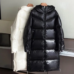 Winter New 90% Goose Down Women's Down Jacket Medium Length Hooded and Thickened Warm Commuting Coat