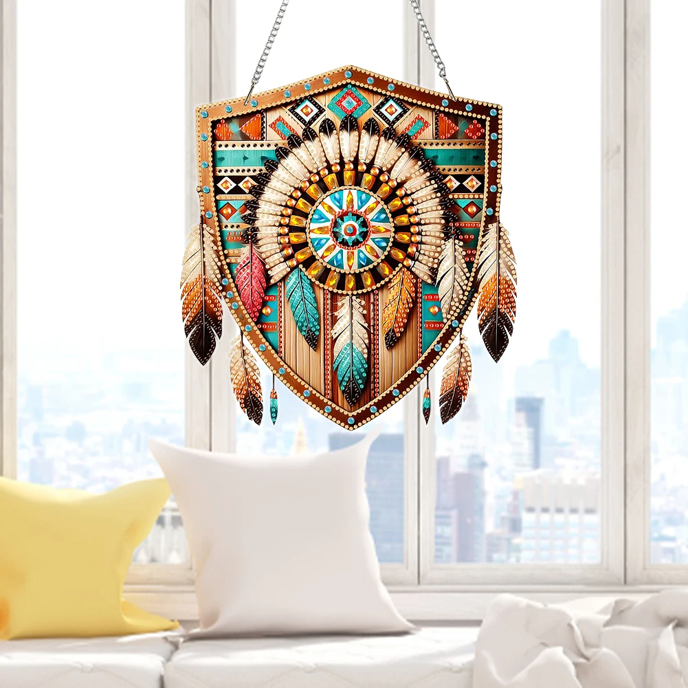 

Acrylic 2D Flat DIY Diamond Painting Set Rhinestone Diamond Art Window Pendants Diamond Art Pendant DIY Home Decor Hanging Charm