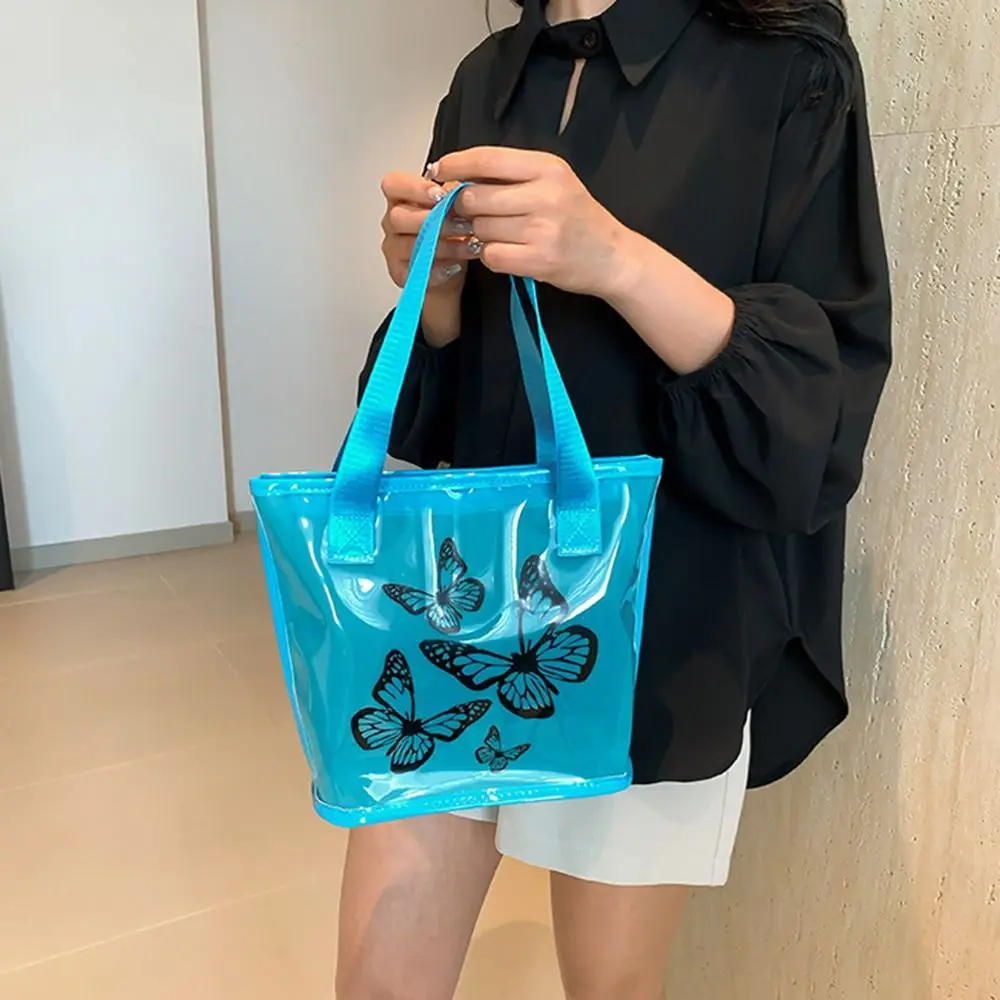 

Casual Butterfly Printing Clear Tote Bag Waterproof Large Capacity Handbags Fashion Portable Women's Bag Cell Phone