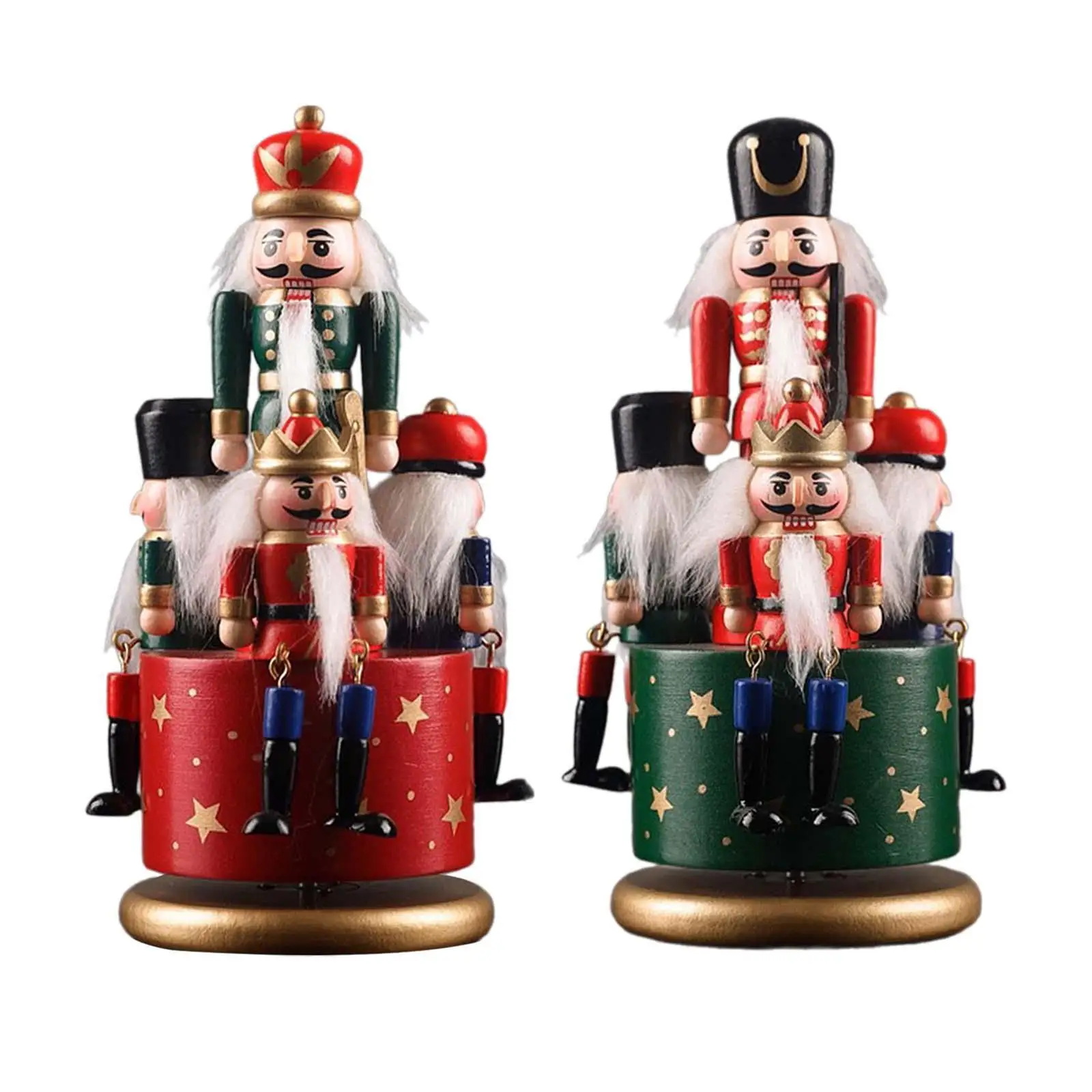 

Rotating Music Box Shelves Desktop Home Birthday Wooden Nutcracker Christmas