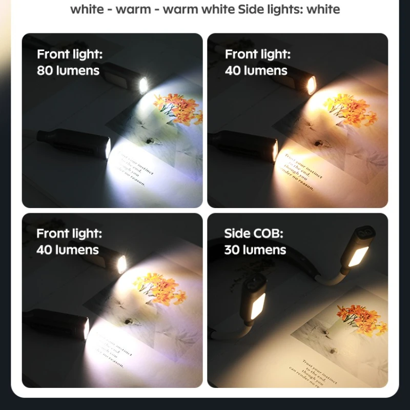 Luz de pescoço recarregável usb com lâmpadas de leitura reguláveis de 3 cores dobráveis cabeças flexíveis duplas aquecimento traseiro luz de livro de cuidados com os olhos