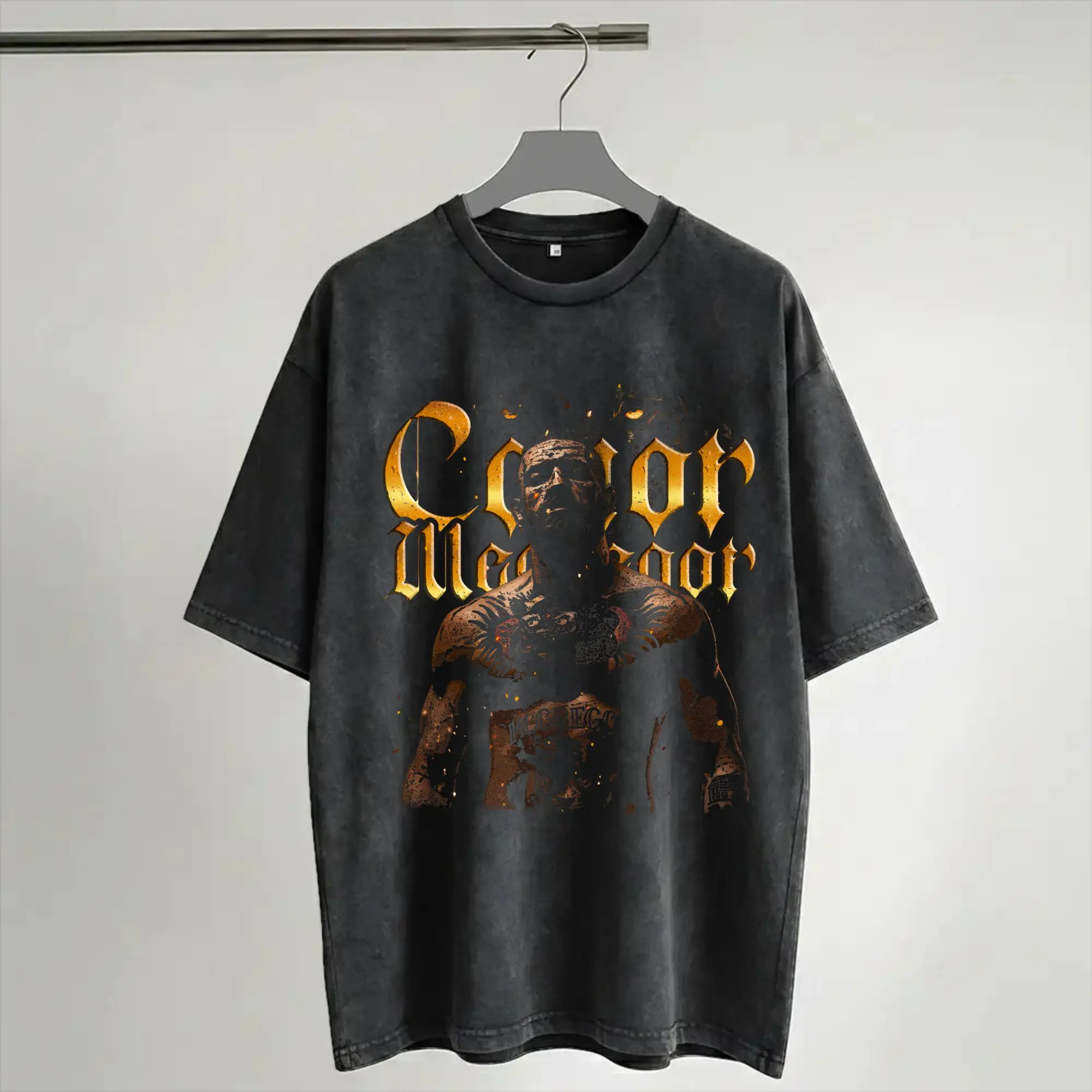 Harajuku Washed Shirts Connors Mcgregors Roaring Fighter Outfit Vintage T-Shirts High Street  Streetwear Short Sleeve