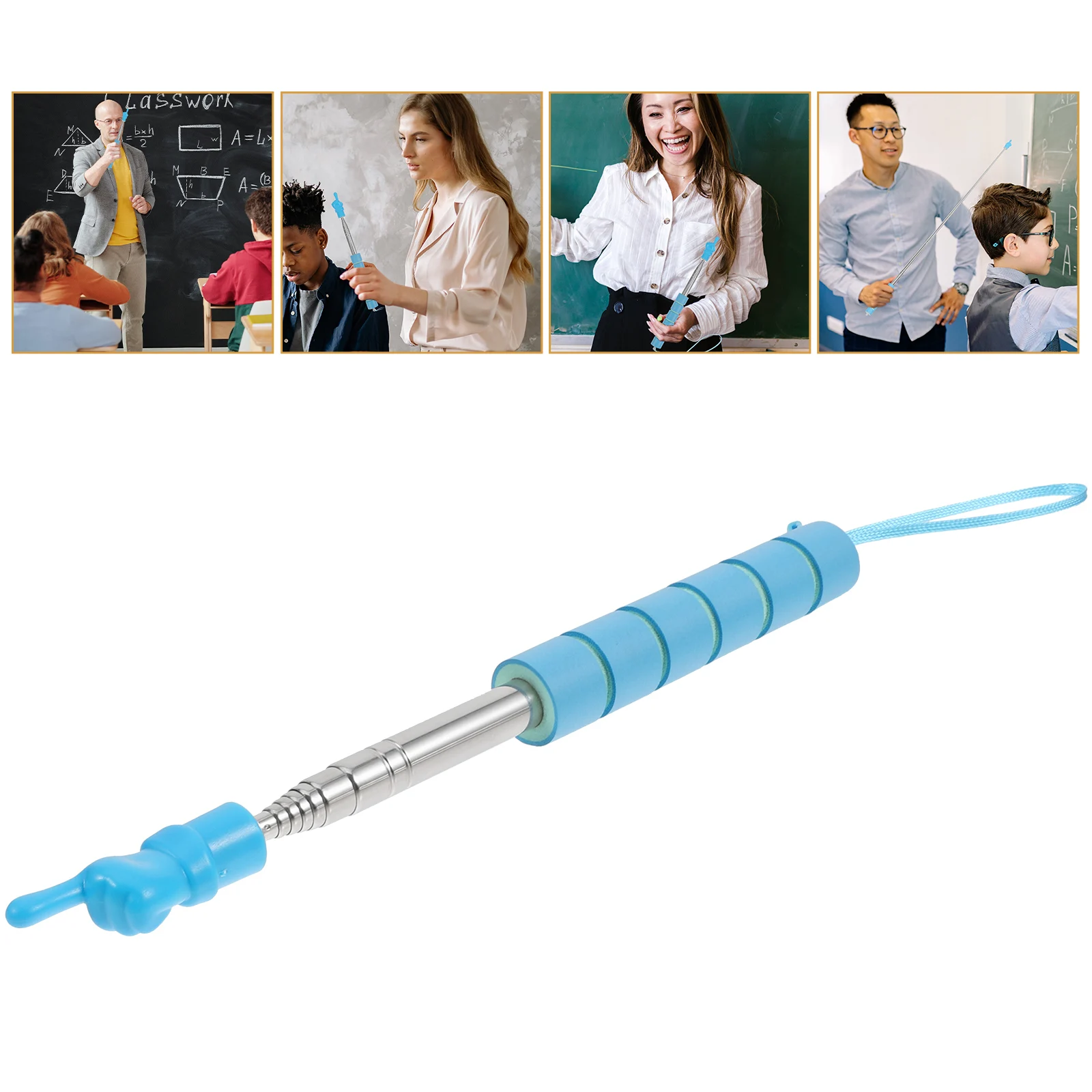 

Teacher Pointer Stick Stainless Steel Sponge Lightweight Multi-Function Teaching Stick for Reading Presenting Classroom