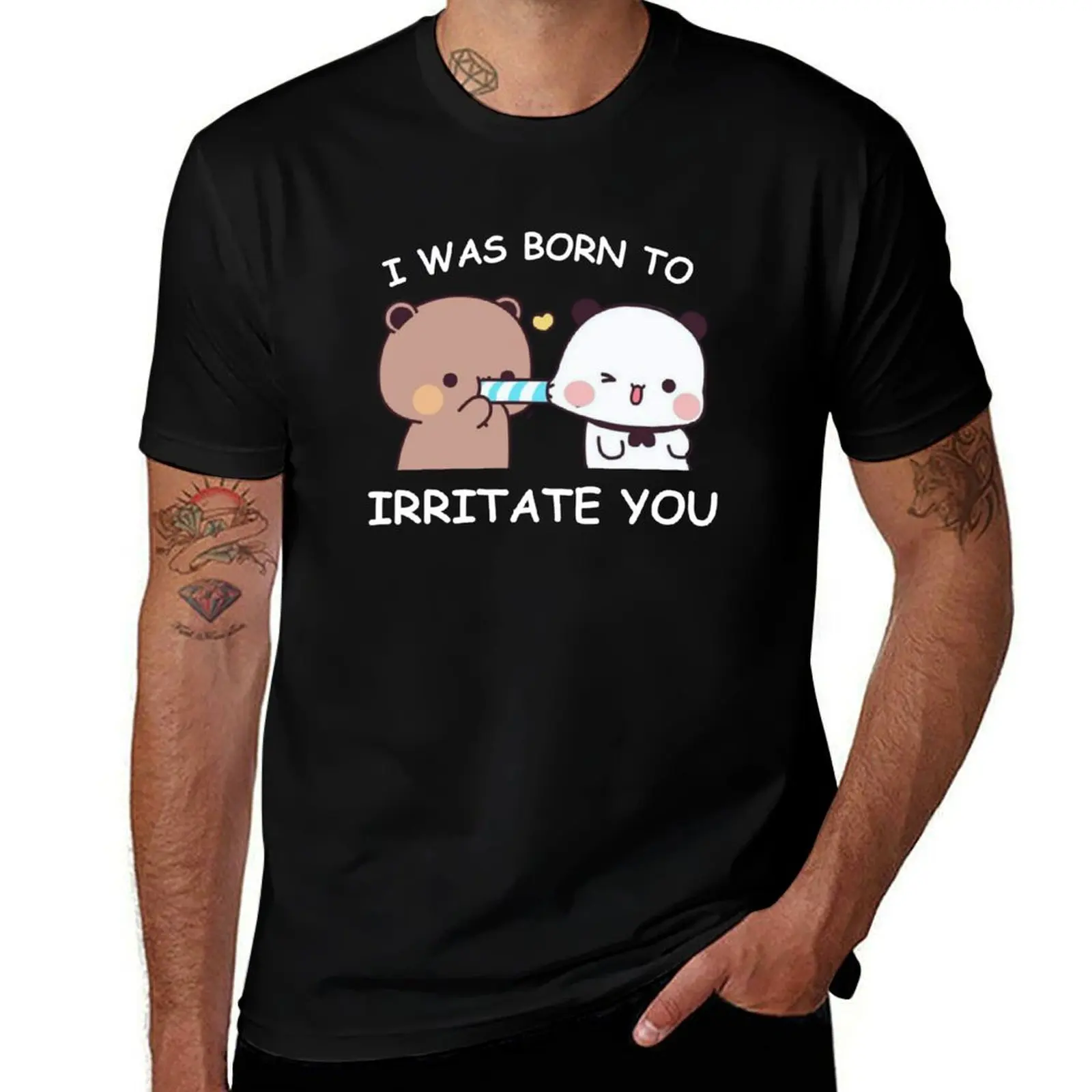 

I was born to irritate you bubu dudu panda T-Shirt cotton t shirt pack cotton t shirts man 100% T-Shirt