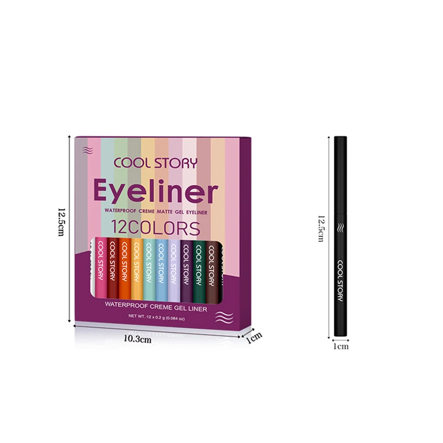 Conjunto de lápis de gel delineador fosco, 12 cores, sombra cremosa, bastão, sedoso, suave, à prova d'água, suor, lápis de coloração corporal